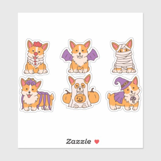SCHATTIGEE HALLOWEEN CORGI SET STICKER (Vel)