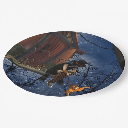 Schattigee Halloween Creature Encounter Papieren Bordje (Gekanteld)