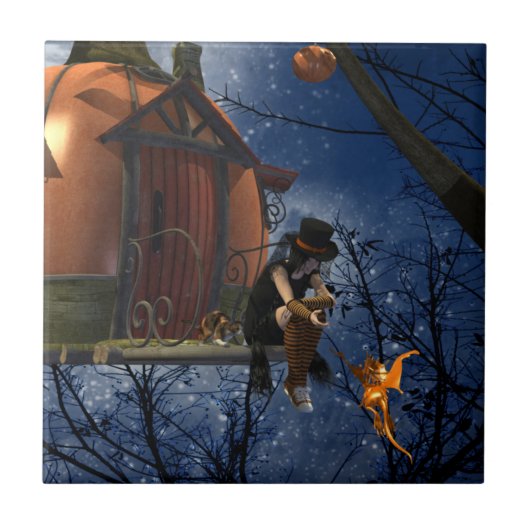 Schattigee Halloween Creature Encounter Tegeltje (Voorkant)