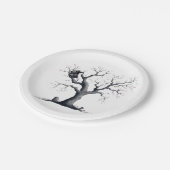 Schattigee Halloween Crow in Tree Papieren Bordje (Gekanteld)