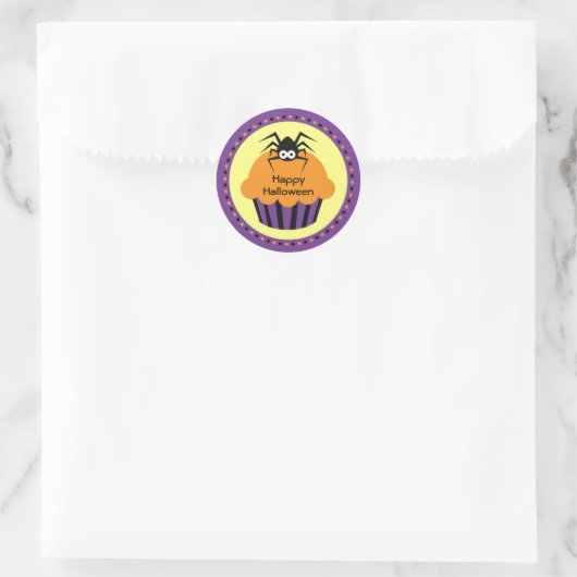 Schattigee Halloween Cupcake Spider Favoriete Stic Ronde Sticker (Tas)