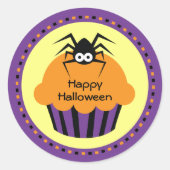 Schattigee Halloween Cupcake Spider Favoriete Stic Ronde Sticker (Voorkant)
