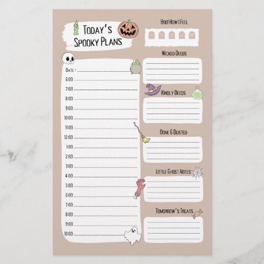 Schattigee Halloween Daily Planner Sheet (Voorkant)
