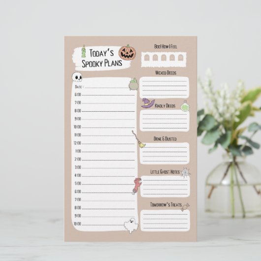 Schattigee Halloween Daily Planner Sheet (Staand voorkant)