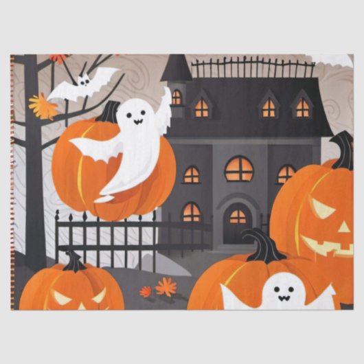 Schattigee Halloween Decor: Ghosts & Pumpkins Gift Tissuepapier (Voorkant)