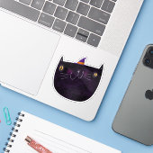 Schattigee Halloween Decoratie Spooky Black Cat Sticker (Laptop met iPhone)