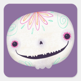 Schattigee Halloween Decoratie Spooky Sugar SKull Vierkante Sticker