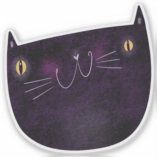 Schattigee Halloween decoratie Zwarte kat Sticker (Voorkant)