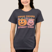 Schattigee Halloween Dikke Dijen Spooky Vibes Pomp Tri-Blend Shirt (Voorkant)