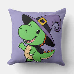 Schattigee Halloween Dinosaur Witch Halloween Kussen