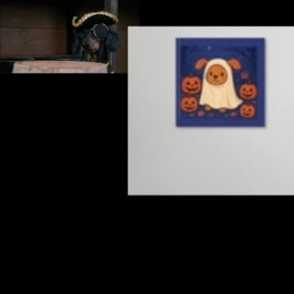 Schattigee Halloween Dog Ghost Kostuum - Schattig Canvas Afdruk