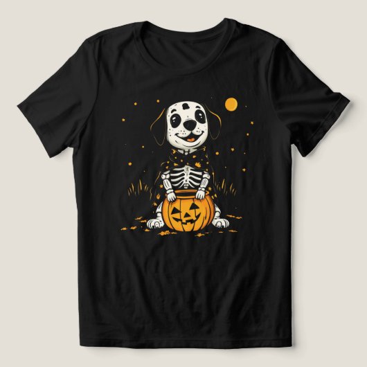 Schattigee Halloween Dog Skeleton Kostuum met Pomp Tri-Blend Shirt (Design voorkant)