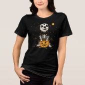 Schattigee Halloween Dog Skeleton Kostuum met Pomp Tri-Blend Shirt (Voorkant)
