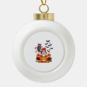 Schattigee Halloween Doll Owl Keramische Bal Ornament (Voorkant)