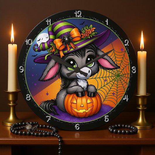 Schattigee Halloween Donkey Witch Pumpkin Grote Klok