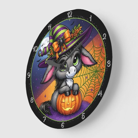 Schattigee Halloween Donkey Witch Pumpkin Grote Klok (Hoek)
