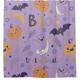Schattigee Halloween Douchegordijn - Geesten, Pomp