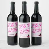 Schattigee Halloween Drink heksen op Wijn Etiket (Flessen)