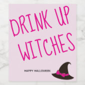 Schattigee Halloween Drink heksen op Wijn Etiket (Enkel label)