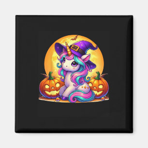 Schattigee Halloween Eenhoorn Witch Pumpkin Girls Magneet
