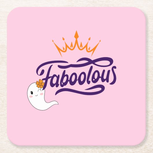 Schattigee Halloween, Faboolous, Schattigee Ghost, Kartonnen Onderzetters (Voorkant)