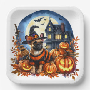 Schattigee Halloween Franse Bulldog Papieren Bordje