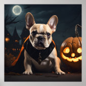 Schattigee Halloween Franse Bulldog Puppy Oktober  Poster (Voorkant)