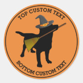 Schattigee Halloween Funny Black Lab Hond Heks Cus Ronde Sticker (Voorkant)