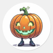 Schattigee Halloween Funny Jack-O'-Lantern met pot Ronde Sticker (Voorkant)