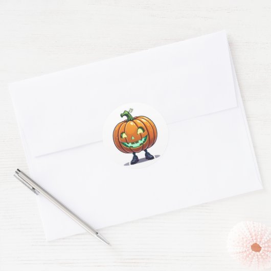 Schattigee Halloween Funny Jack-O'-Lantern met pot Ronde Sticker (Envelop)