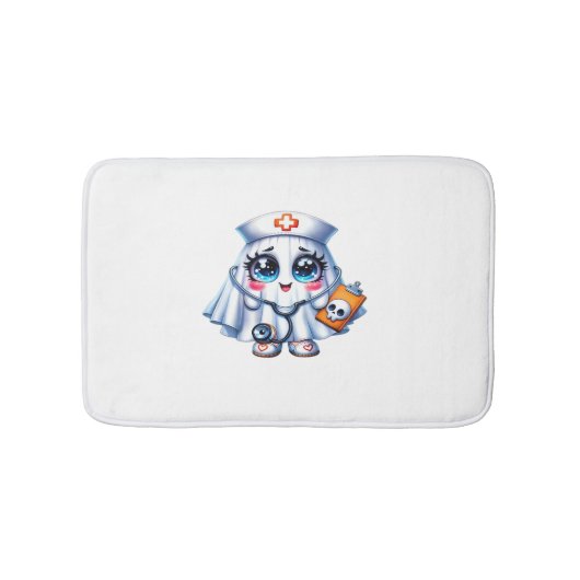 Schattigee Halloween-geest in een verpleegstersuni Badmat (Voorkant)