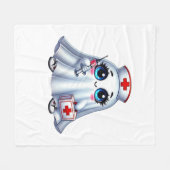 Schattigee Halloween-geest in een verpleegstersuni Fleece Deken (Voorkant (Horizontaal))