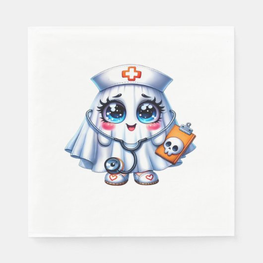 Schattigee Halloween-geest in een verpleegstersuni Servet (Voorkant)