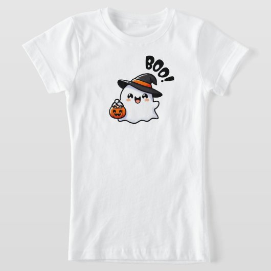 Schattigee Halloween-geest met heks-Pet - Boo T-shirt (Laagn)