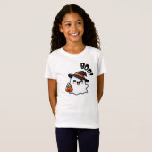 Schattigee Halloween-geest met heks-Pet - Boo T-shirt (Voorkant volledig)