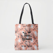 Schattigee Halloween-geest met vleermuizen Tote Bag (Voorkant)