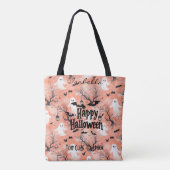 Schattigee Halloween-geest met vleermuizen Tote Bag (Achterkant)