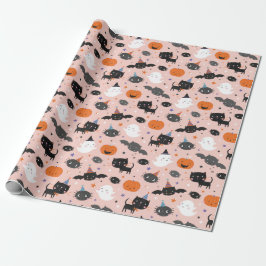 Schattigee Halloween Geesten, Katten, Vleermuizen  Cadeaupapier