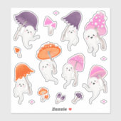 Schattigee Halloween Geesten met Paddenstoelen Sti Sticker (Vel)