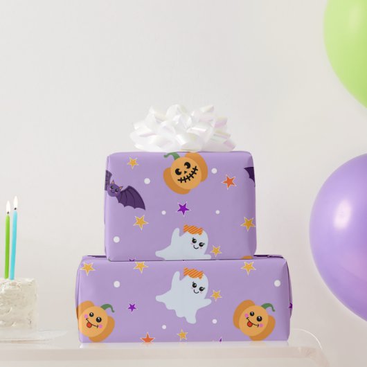 Schattigee Halloween geesten vleermuizen pompoen c Cadeaupapier (Feestgeschenken)