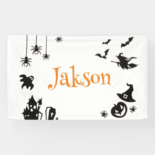 Schattigee Halloween gepersonaliseerde naam banner (Horizontaal)