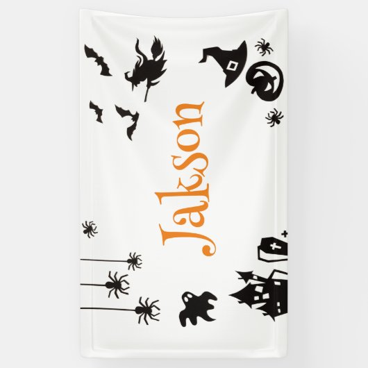 Schattigee Halloween gepersonaliseerde naam banner (Verticaal)