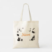 Schattigee Halloween gepersonaliseerde naam Canvas Tote Bag (Achterkant)