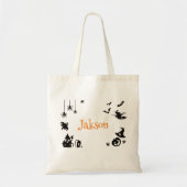 Schattigee Halloween gepersonaliseerde naam Canvas Tote Bag (Voorkant)