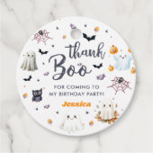 Schattigee Halloween Ghost 1e Verjaardagsfeest Bedankjes Labels (Voorkant)