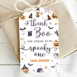 Schattigee Halloween Ghost 1e Verjaardagsfeest Cadeaulabel