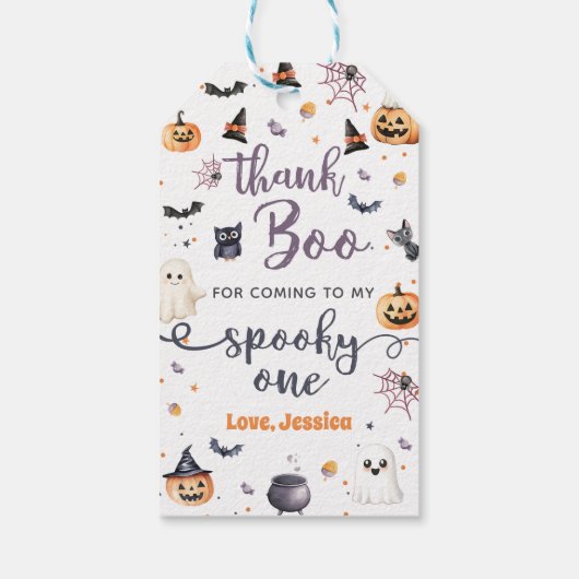 Schattigee Halloween Ghost 1e Verjaardagsfeest Cadeaulabel (Achterkant)