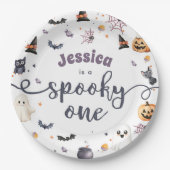 Schattigee Halloween Ghost 1e Verjaardagsfeest Papieren Bordje (Voorkant)