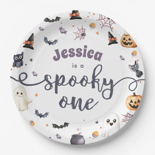 Schattigee Halloween Ghost 1e Verjaardagsfeest Papieren Bordje (Voorkant)