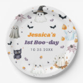 Schattigee Halloween Ghost 1e Verjaardagsfeest Papieren Bordje (Voorkant)
